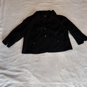 Talbots Women’s Wool Blazer Jacket Size 22WP Black Lined Pockets career workwear